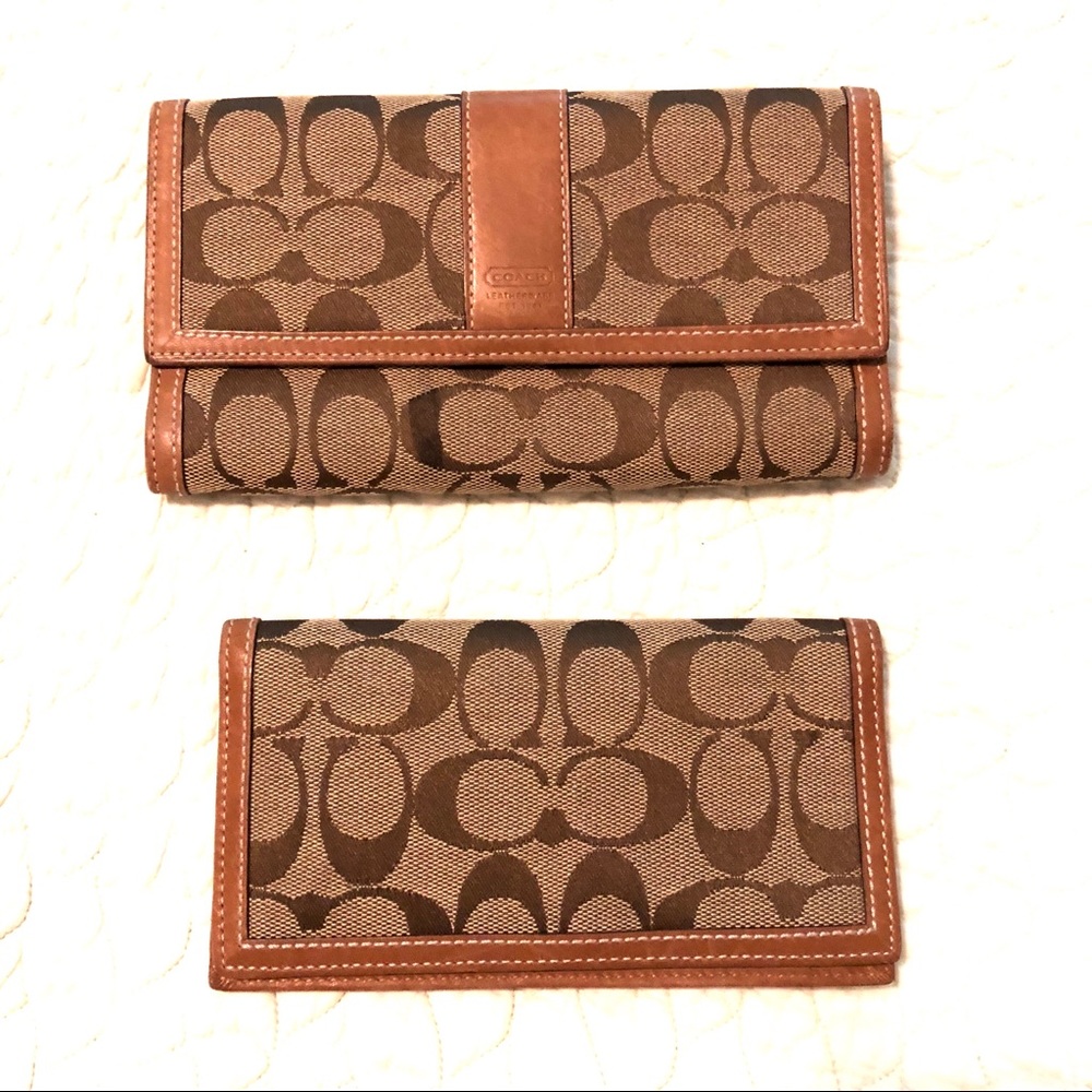 Coach tan brown wallet with checkbook cover